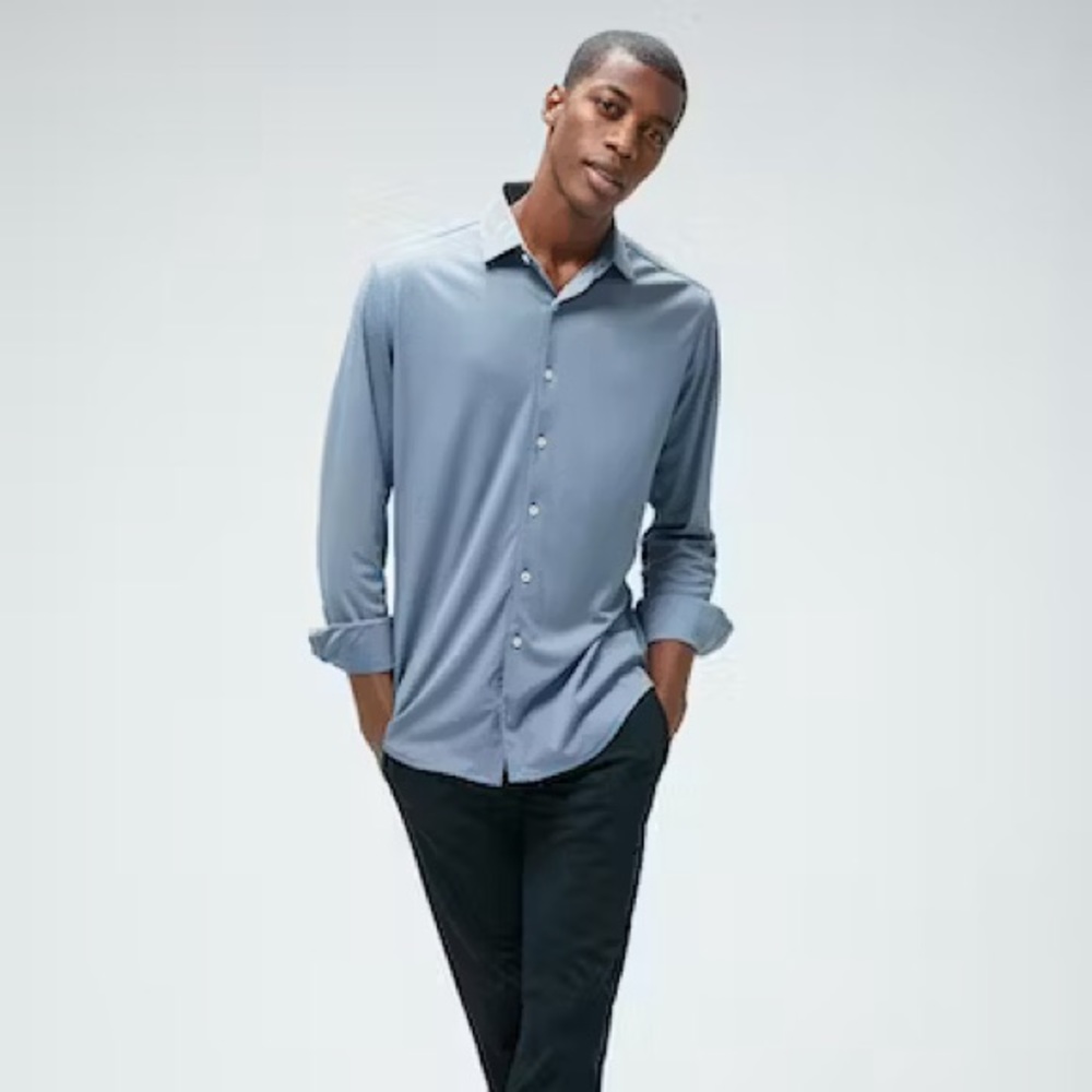Ministry Of Supply Mens Apollo Light Blue Dress Button Down Shirt New Large Slim